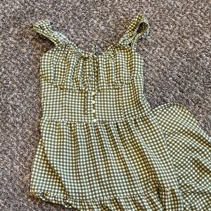 Sage Green Gingham Midi Dress